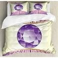 thumbnail image 1 of Amethyst Duvet Cover Set Queen Size, Luxury Jewellery Amethyst Gemstone Design as Expensive Cut Stone Diamond Print, Decorative 3 Piece Bedding Set with 2 Pillow Shams, Multicolor, by Ambesonne, 1 of 3