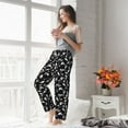 thumbnail image 4 of Uemuo Black White Leaves Pattern Women's Wide Leg Palazzo Lounge Pants with Pockets Light Weight Loose Comfy Casual Pajama Pants-XX-Large, 4 of 9