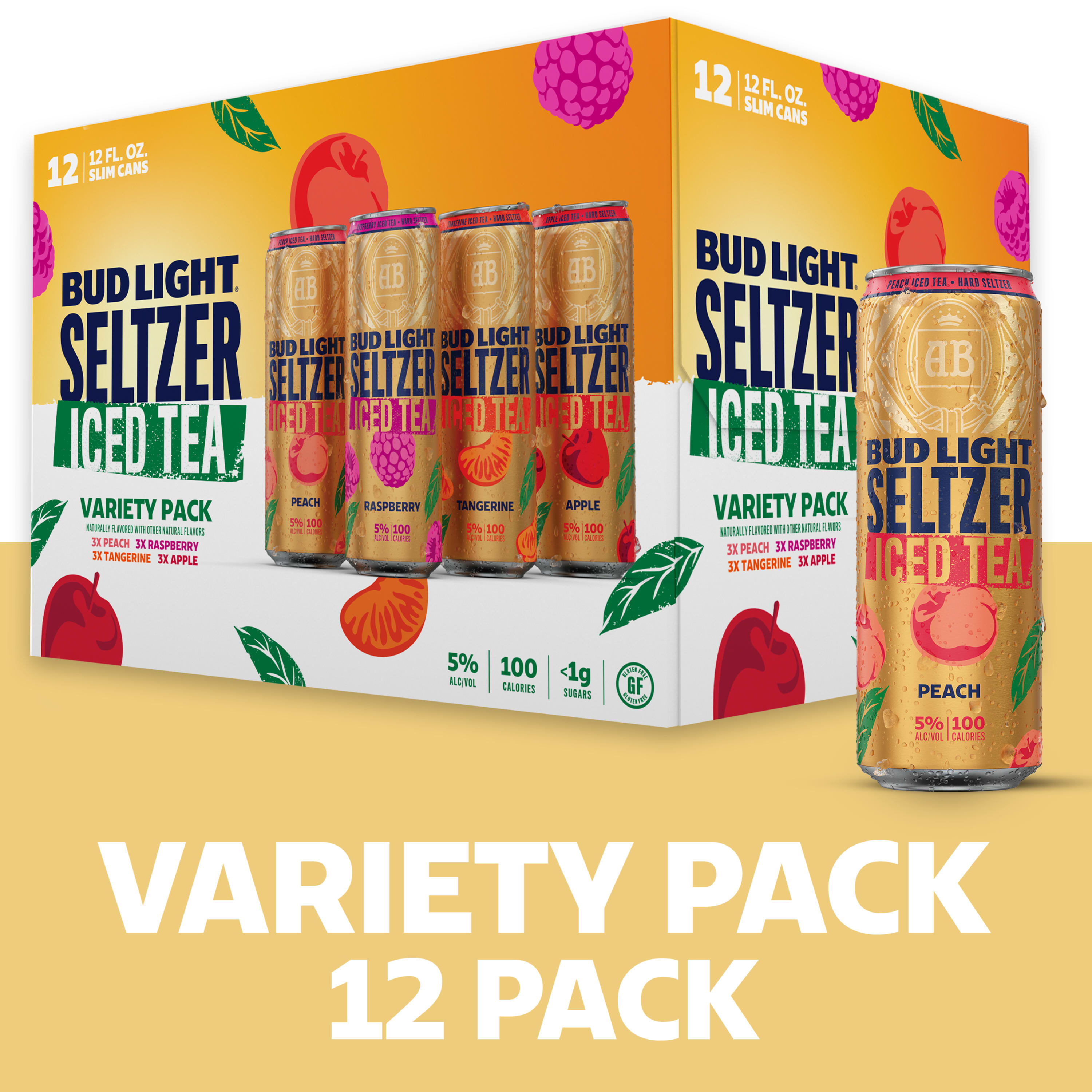 Bud Light Seltzer Iced Tea Variety Pack, 12 Pack, 12 fl. oz. Cans, 5