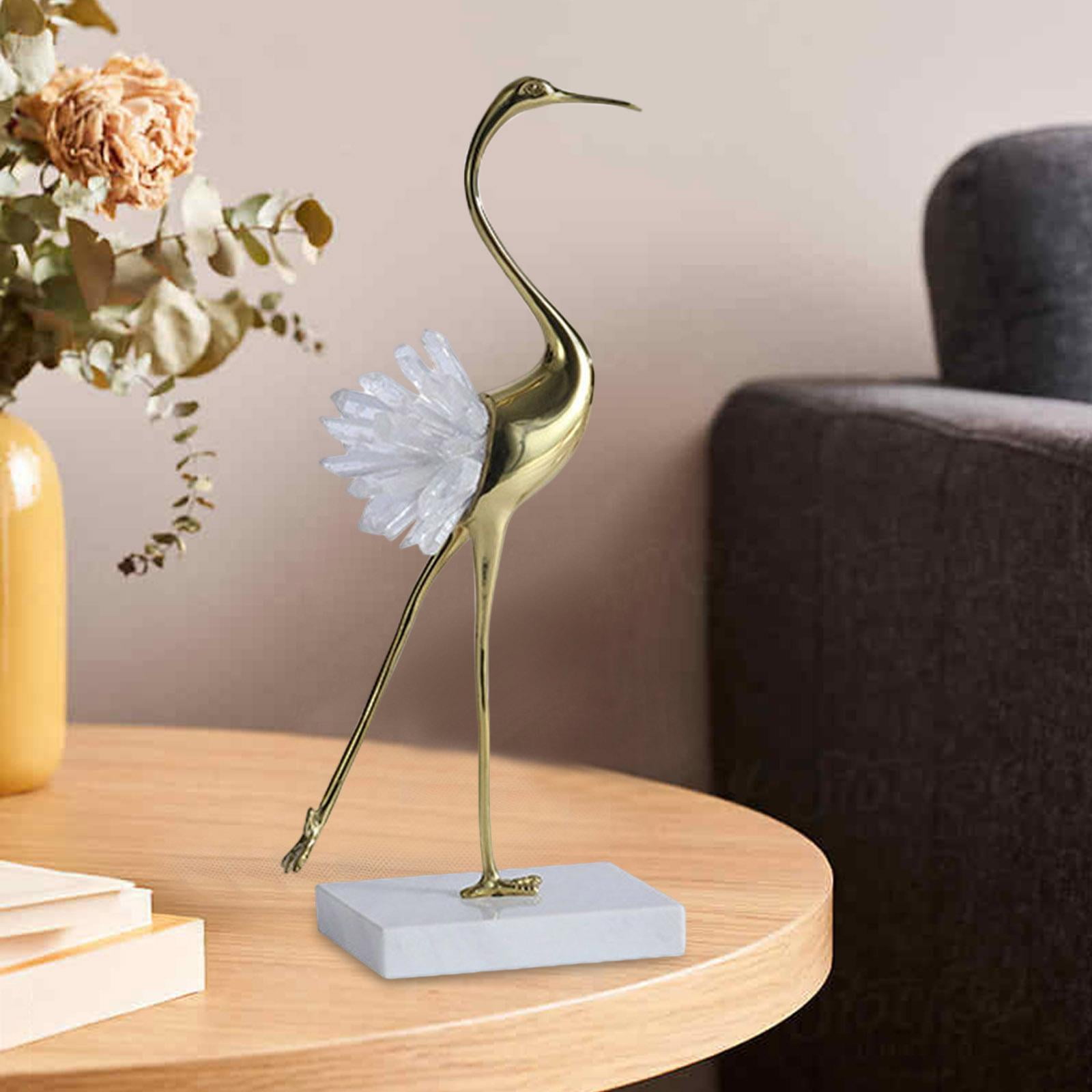 Golden Crane Statue Animal Bird Modern Minimalist Luxury Sculpture Figurine Ornament for Home Shelves Bedroom Decoration Style D
