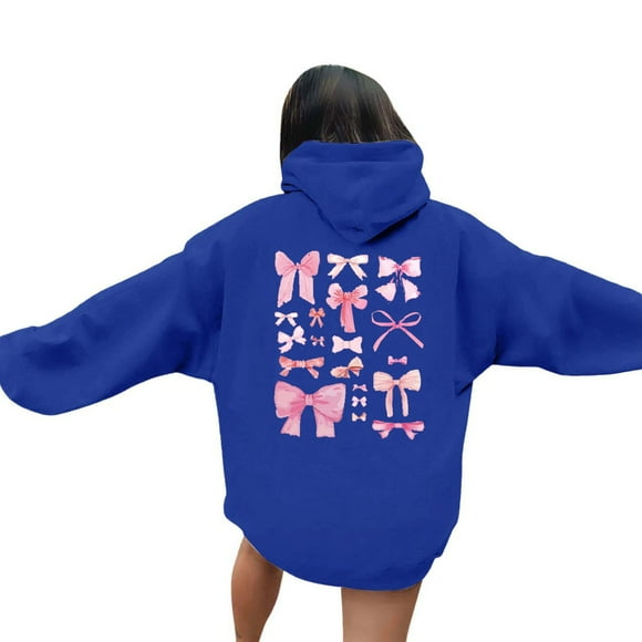 SNOWSONG Clearance! Hoodies for Women, Trendy Queen Hoodie Women's Fashionable Youth Campus Top Printed Floral Sweatshirt Hoodie, Oversized Hoodie, Women Clothing Blue S