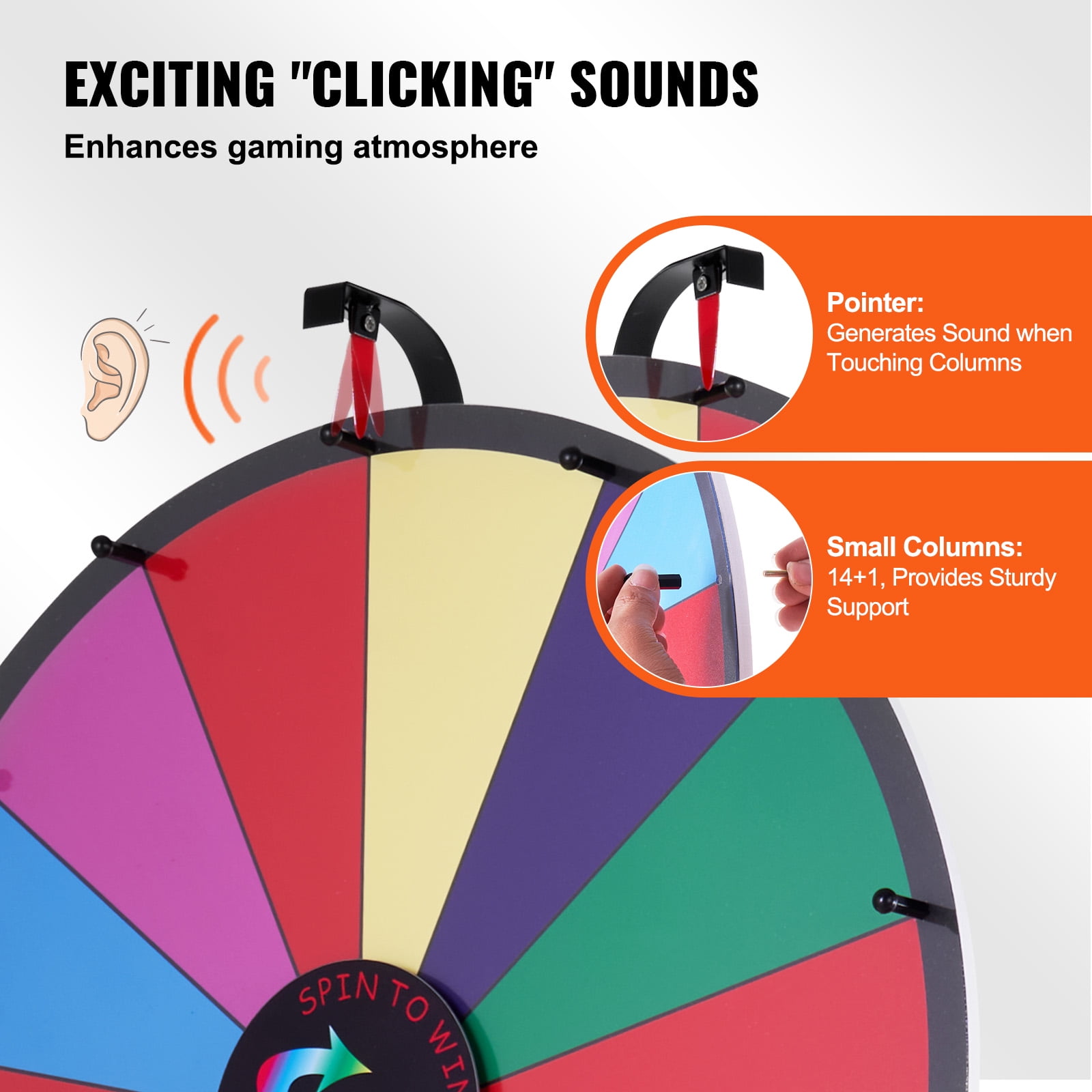 VEVOR 24 inch Spinning Prize Wheel, 14 Slots Spinning Wheel with Height Adjustable Stand, Roulette Wheel with a Dry Erase, and a Storage Bag, Win Fortune Spin Games in Party Pub Trade Show Carnival