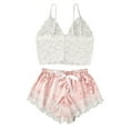 thumbnail image 1 of Women's Plus Size Spaghetti Strap Lace Trim Bralette and Shorts Sleepwear Pajama Lingerie Set, 1 of 4