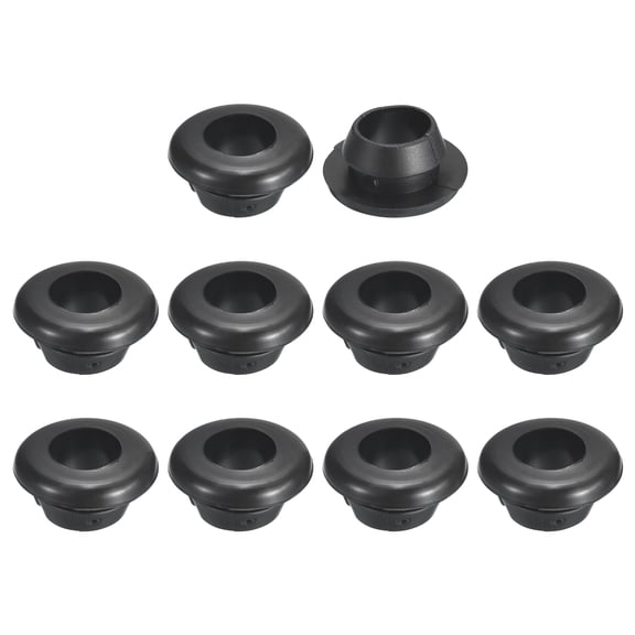 58Pcs Rubber Grommets, 8mm ID 10mm Drill Hole Hollow Firewall Hole Plugs, Black