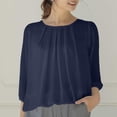 thumbnail image 2 of Women's 3/4 Sleeve Tunic Tops Casual Loose Fit Floral Blouses Mesh Pleated Layered Shirt, 2 of 4