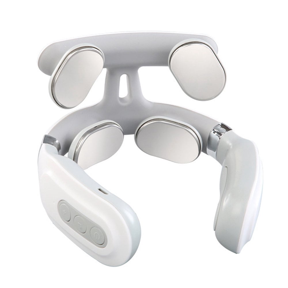 AMERTEER 4-Head Cervical Spine Massager Strength Adjustment USB Rechargeable Intelligent Pulse Heating Neck Massager Neck Care