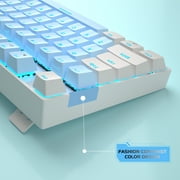 MageGee 75% Mechanical Gaming Keyboard with Blue Switch, LED Blue Backlit Keyboard, 87 Keys Compact TKL Wired Computer Keyboard for Windows Laptop PC Gamer - Blue/White
