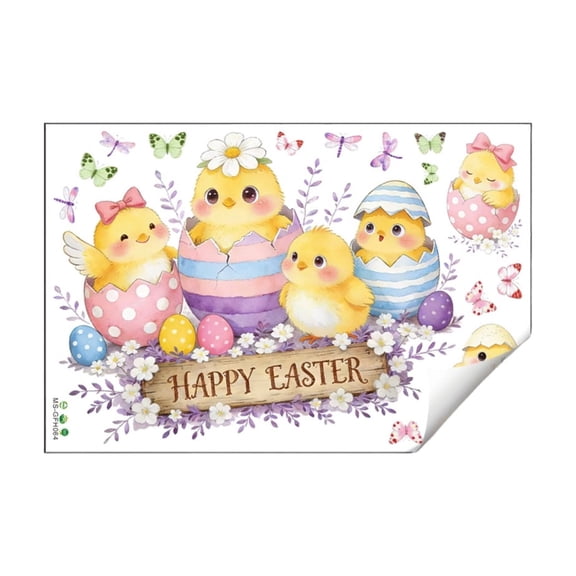 Easter Chicks Eggshell Decorative Wall Sticker Removable Vinyl Decal for Home Living Room Bedroom Nursery Holiday Decor