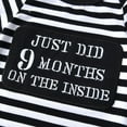 thumbnail image 3 of Newborn Infant Baby Boy Clothes Long Sleeve Stripe Letter Print Romper Pants and Hat Outfits Set Black, 3 of 6