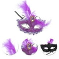 thumbnail image 3 of Unique Bargains Halloween Christmas 1 Pc Dragon Pattern Feather Half Face Party Mask for Masquerade Party Purple, 3 of 5
