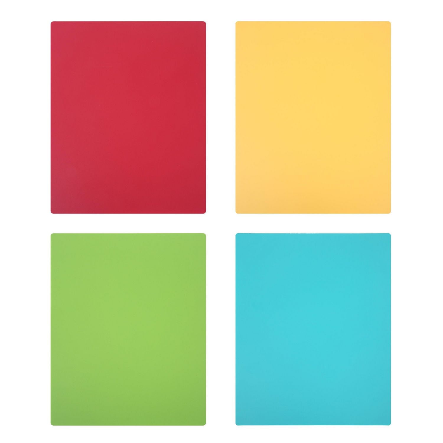 Lot de 4 tapis de découpe en plastique flexibles antidérapants de 14,2 x 10,8 po de Mainstays de couleurs assorties MS Lot de 4 tapis de coupe flexibles