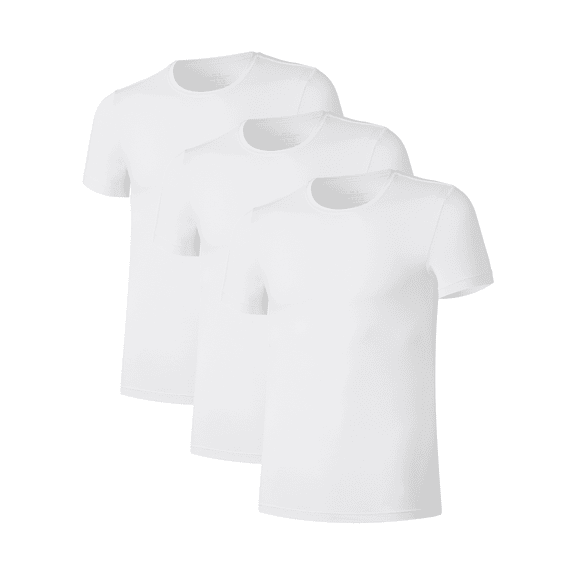 MAYFISH Men's Bamboo Rayon Undershirts Short Sleeve Crew Neck Tees Soft Lightweight Moisture Wicking 3/5 Pack(White, L)
