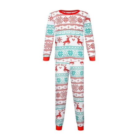 

Ehfomius Christmas Parent-Child Pajamas Color Block T-Shirt Jumpsuit Pants