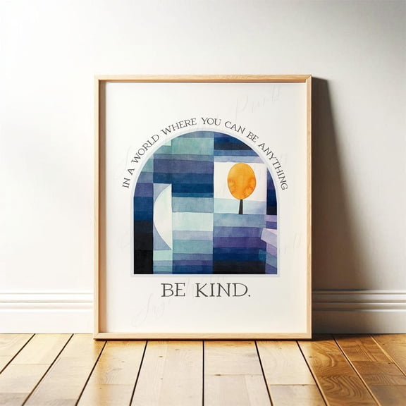 Be Kind Quote MidCentury Arched Art for Classroom, Apartment Uplifting Positive Wall Art, Love Others, Encouraging Poster Decor, Unframed Poster Size 8x12 F03.1.21l841