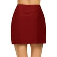 thumbnail image 4 of HJYCHN Women's Casual Solid Tennis Skirt with Built-in Shorts for Yoga and Athletic Activities with Comfort Stretch Fabric Wine L, 4 of 6
