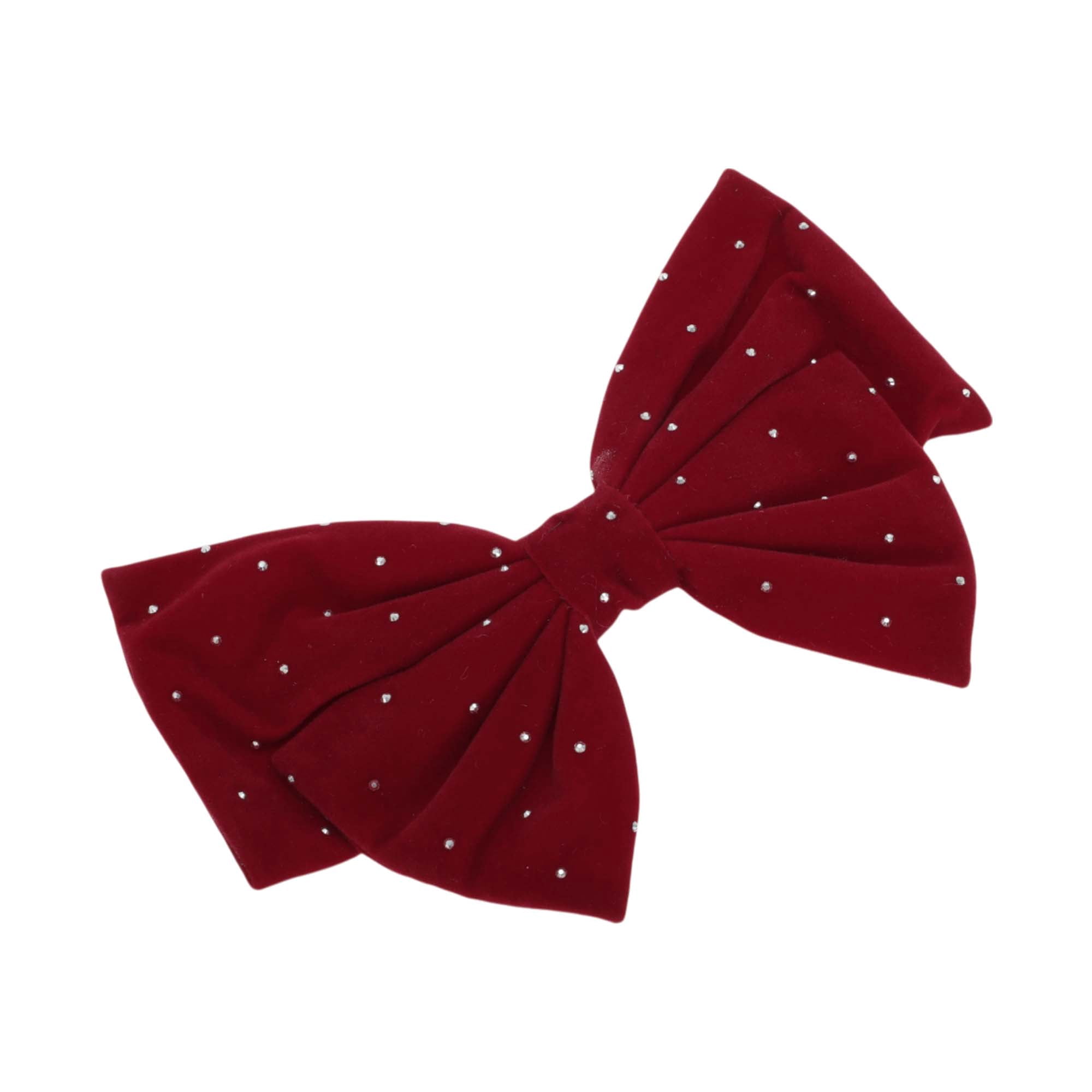Unique Bargains Cute Rhinestones Bow Spring Hair Clips Wine Red