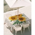 thumbnail image 3 of 54x80 Inch Outdoor Tablecloth with Umbrella Hole Zipper Rectangle Sunflower Rectangular Tablecloths Outside Waterproof Yellow Summer Flowers Pastoral Vintage Patio Table Cloth Cover for Picnic Party, 3 of 8