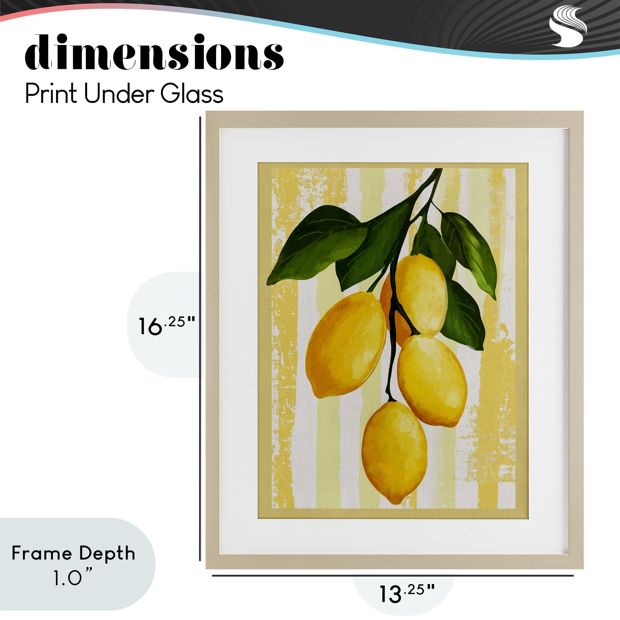 Stupell Industries Lemons on Green Branch Birch Framed Print Under Glass, design by Yen