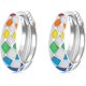 thumbnail image 1 of Un par de aretes de plata de ley 925 para niñas, aretes de colores arcoíris, aretes de aro pequeños, joyería hipoalergénica de moda para niñas, geometría d -, 1 of 5