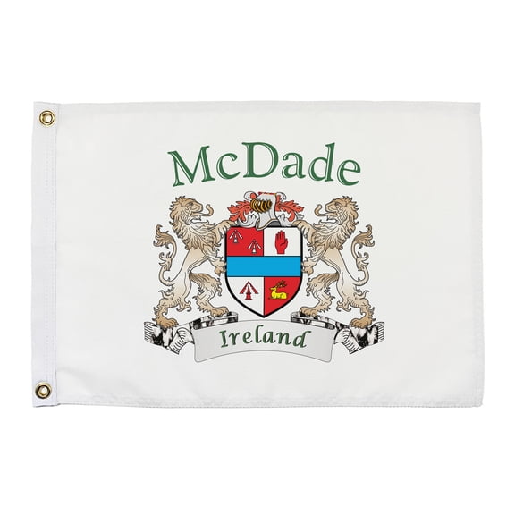 McDade Irish Coat of Arms Small White Flag - 16"x10.5" inches