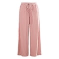 thumbnail image 4 of UAMVSH Women's Striped Casual Pants Comfy Elastic Waist Wide Leg Pants Fashion Loose Drawstring Lounge Trousers with Pockets, 4 of 6