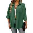 thumbnail image 6 of Womens Blouses Office Business Long Sleeve Casual Solid Color Lapel Smock Activewear, 6 of 7