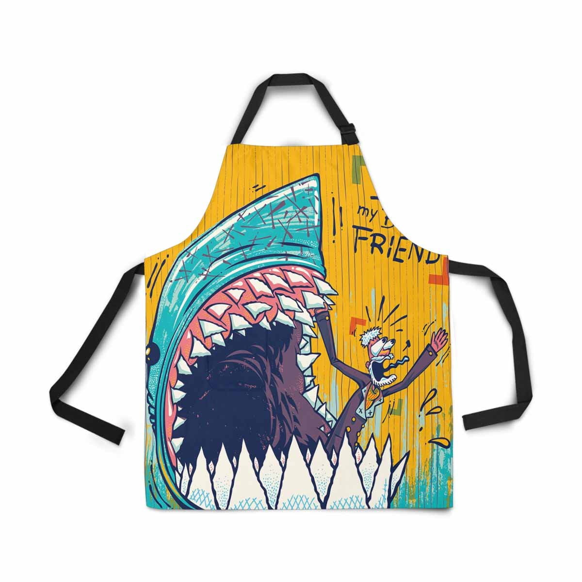 ASHLEIGH Adjustable Bib Apron for Women Men Girls Chef with Pockets I and My Beast Shark Friend Novelty Kitchen Apron for Cooking Baking Gardening Pet Grooming Cleaning