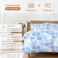 thumbnail image 6 of 3 Piece Blue Flowers Duvet Cover Set Twin Size, Microfiber Comforter/Quilt Cover with Corner Ties and 2 Pillowcases, Watercolor Summer Botanical Floral All Season Soft Bedding with Zipper Closure, 6 of 8