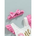thumbnail image 6 of Musuos Baby Girls Summer Casual Romper Sleeveless Ruffle Donut Print Playsuit with Headband, 6 of 9