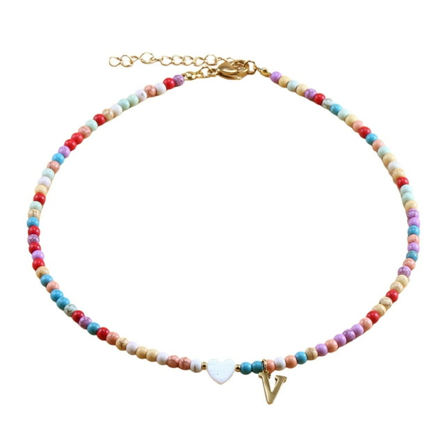 Collier Perlé Initial 26 pour Femmes Colliers pour Femmes A Z 26 Alphabet Initial Colliers Perlés pour Femmes Filles Pendentifs Colliers Pendentifs Pendentif Collier Initial Colliers pour Femme Collier pour Hommes avec