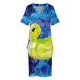 thumbnail image 4 of Vestido de noche holgado de goma con bolsillo para mujer traje de fiesta de verano, 4 of 7