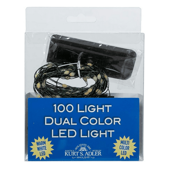 Kurt Adler Indoor/Outdoor Battery Operated 100-Light Dual Color LED Light String with 8 Light Functions, 34'