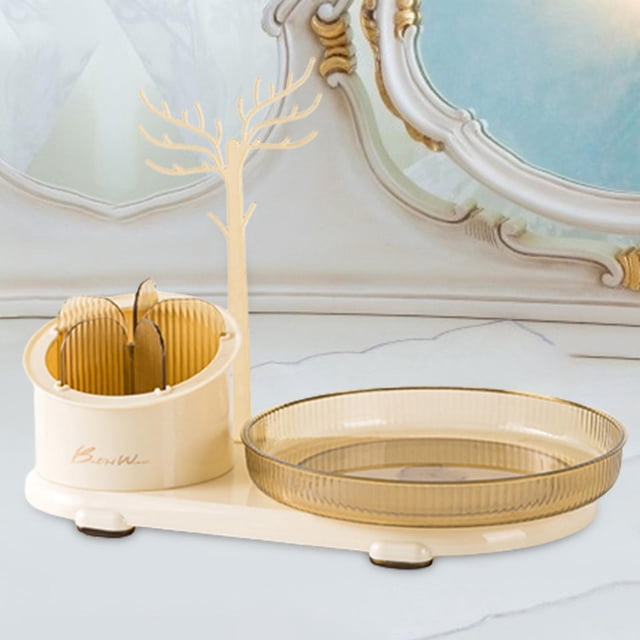 Organizador de maquillaje giratorio de 360 degree, bandeja organizadora de joyas, soporte de escritorio para brochas de maquillaje, tocador de baño, lápiz Amarillo Yinane organizador de maquillaje