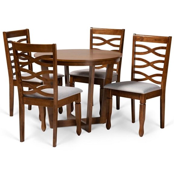 Bowery Hill Grey and Walnut Brown Finished Wood 5-Piece Dining Set