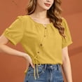thumbnail image 6 of Sexlip Women's Blouse Short Sleeve Loose Fit Trendy Design Versatile Styling Breathable Wear Fashion Forward Modern Style Yellow XXL, 6 of 6