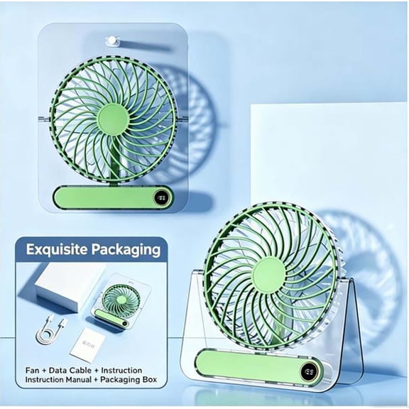 Desktop Fan, Folding Card Fan 180° Wide Angle, 7 Blades Strong Wide Wind, USB Rechargeable Quiet Brushless Motor, Portable Desk Fan for Home Dorm Outdoor Travel, 5.71x1.57x6.10in