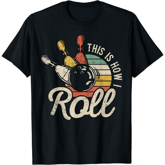 This Is How I Roll Retro Bowling Bowler Funny Gift Cap Sleeve T-Shirt