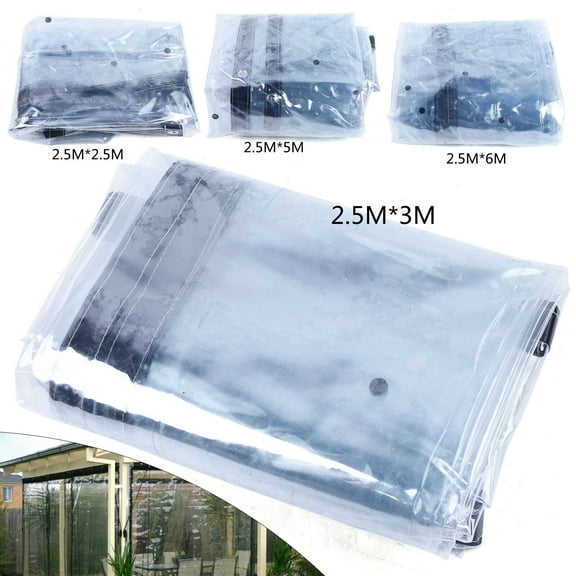 TFCFL Clear Tarps Heavy Duty Waterproof Rainproof Tarpaulin with Grommets PVC Patio Enclosure Curtain 0.5mm