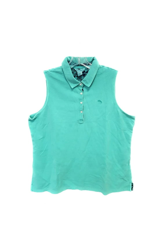Flora Dei Marmi Sleeveless Cotton Polo, Aqua Aloha, Small