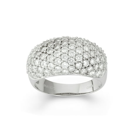 Sterling Silver Pave Dome - White Cubic Zirconia Sterling Silver Pave Graduated Dome Ring