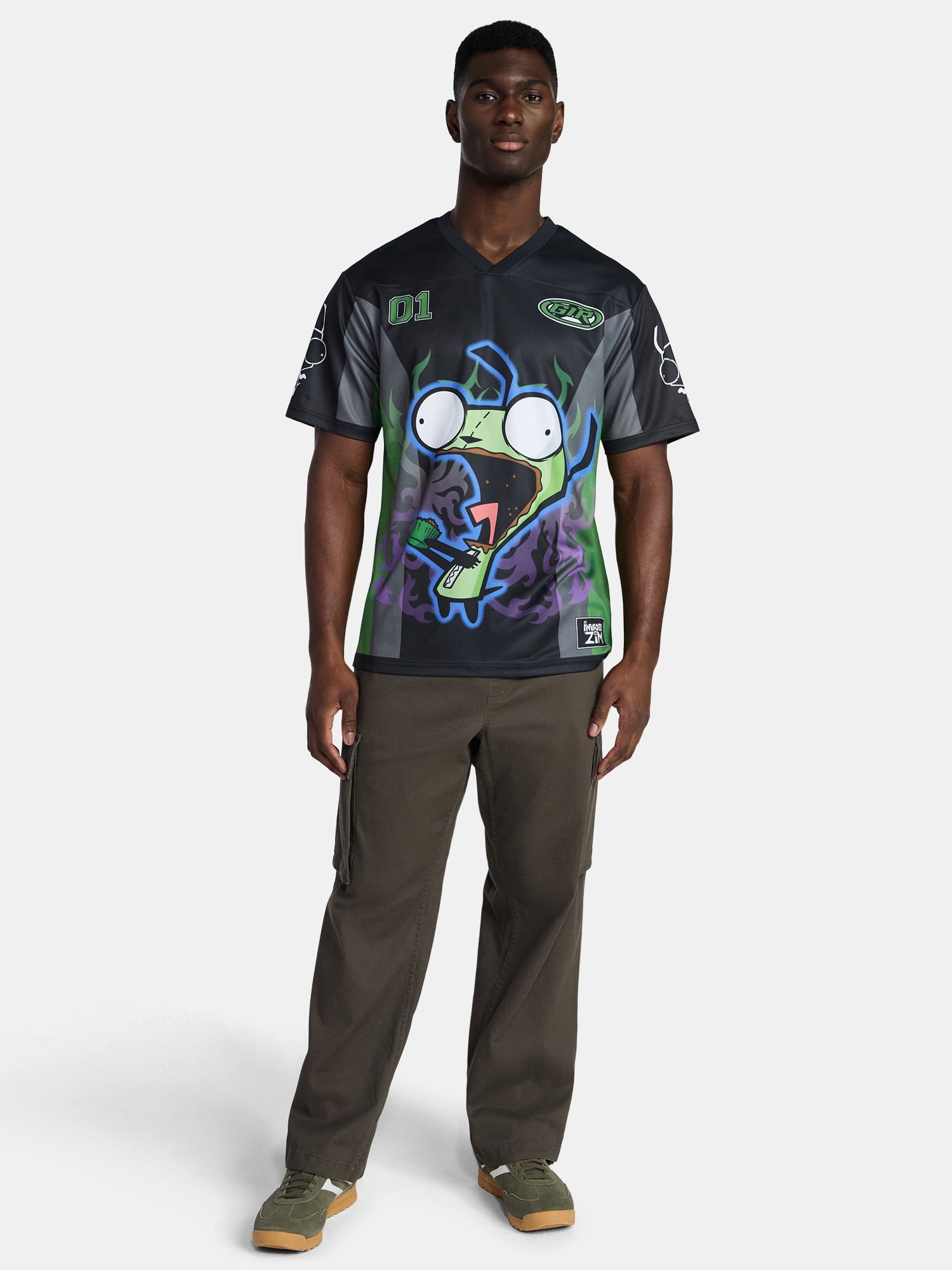 Invader Zim Men's and Big Men's Front Back Graphic Soccer Jersey with Short Sleeves, Sizes XS-3XL