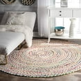 thumbnail image 1 of nuLOOM Tammara Boho Cotton Hand Braided Area Rug, 8' Round, Ivory, 1 of 9