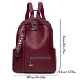 thumbnail image 3 of Womens Faux Leather Backpack Solid Color Casual Daypack School Backpack for Lady, 3 of 10