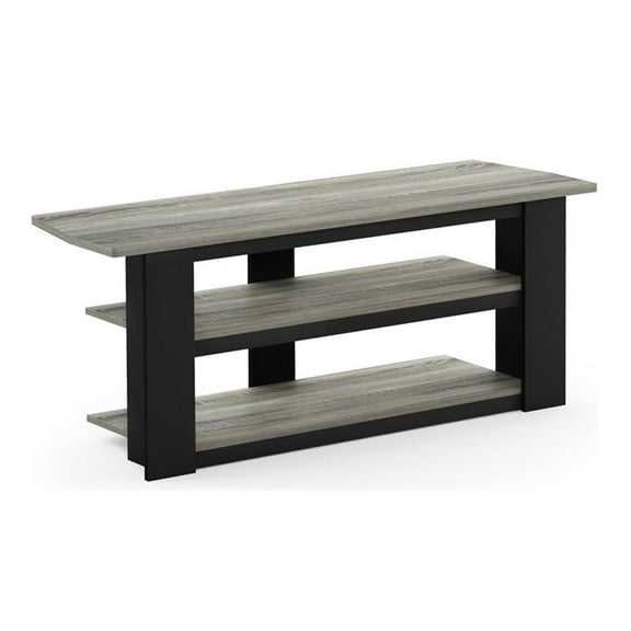 Pemberly Row Wood TV Entertainment Center for TV up to 48" in Oak Gray/Black