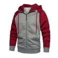 thumbnail image 6 of IROINNID Men's Hoodie Zip Up Long Sleeve Color Block Leisure Jacket Brushed Top, 6 of 7