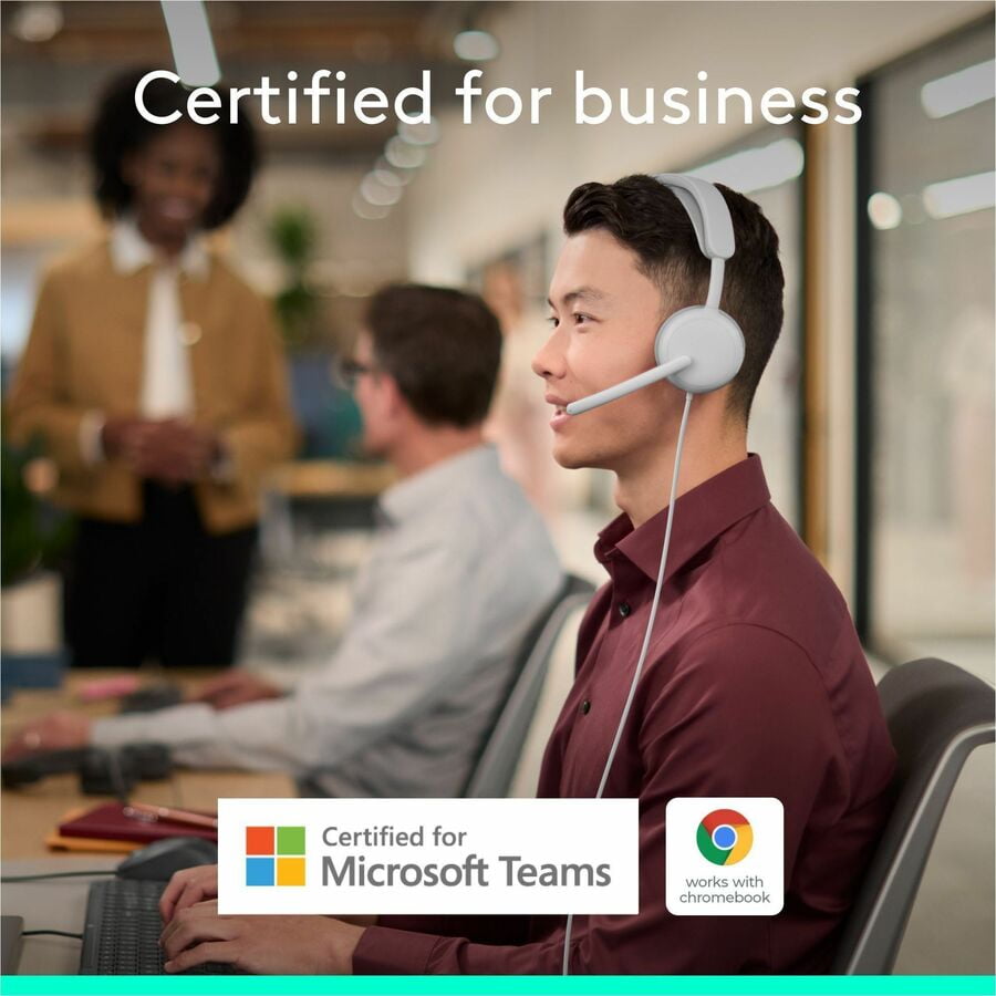 Logitech Zone Wired 2 for Business, Noise-Canceling Headset with Adaptive Hybrid ANC, Microsoft Teams Certified, USB-C with USB-A adapter, Off-white
