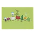 thumbnail image 1 of Vegetable Cutting Board, Cartoon Greek Salad Ingredients in Characters Fun Olive Oil Lemon Cheese, Decorative Tempered Glass Cutting and Serving Board, in 3 Sizes, by Ambesonne, 1 of 2