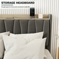 thumbnail image 4 of Leumius Queen Size Bed Frame with Storage Headboard & USB Charging Station,Upholstered Platform Bed with 3 Storage Drawers,No Box Spring Needed,Dark Gray, 4 of 8