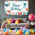 thumbnail image 6 of Colorful Underwater Animals Happy Birthday Banner for Kids Party Room Decoration Celebration Event, 6 of 7