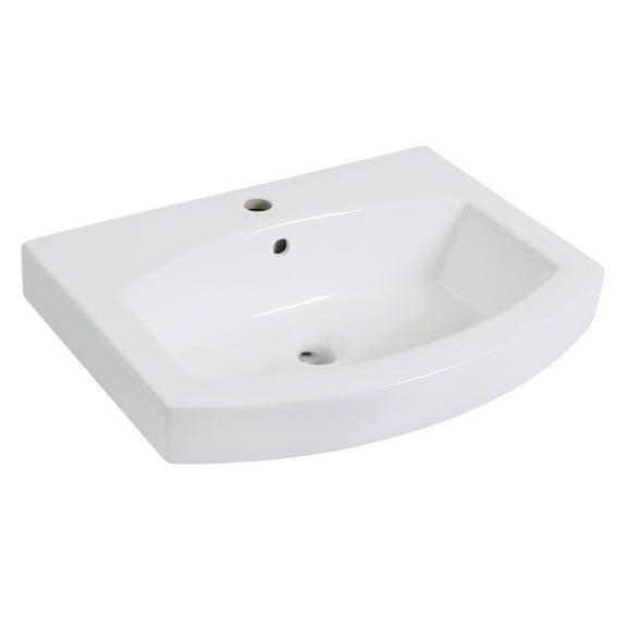 Kingston Brass EV2418 Inflection 24" Ceramic Console Sink (1-Hole), White